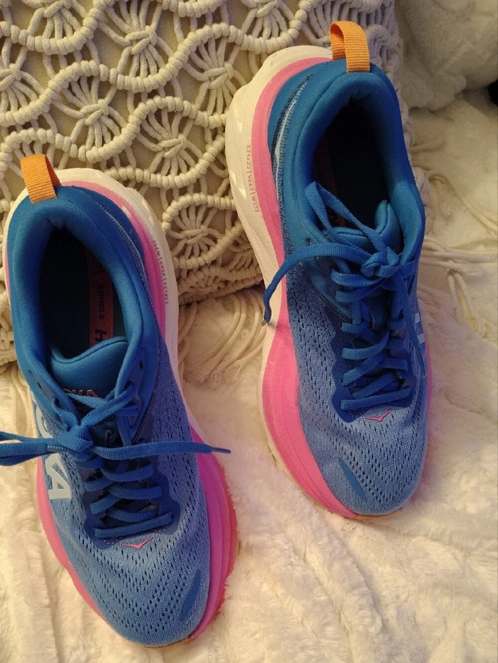 Hoka Women's Blue & Pink Bondi 8 Running Sneakers